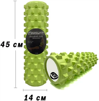 Масажний ролик-валик для МФР та йоги EasyFit Grid Roller PRO 45 см ролер-масажер для спини, ніг, рук та шиї EF-2029-GN Салатовий (56001022)