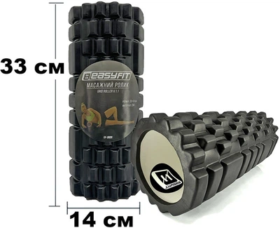 Массажный ролик-валик для МФР и йоги EasyFit 33х14 см роллер-массажер для спины, ног, рук и шеи EF-2020-BK Черный (56000989)