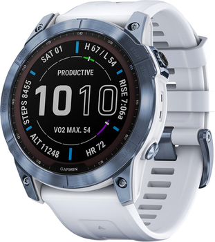 Спортивний годинник Garmin fenix 7 Sapphire Solar Mineral Blue DLC Titanium with Whitestone Band (010-02540-25)