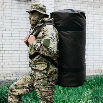 Армейская сумка баул, армейский баул Оксфорд хаки з клапаном, стропа стяжка, 120 л военный баул, тактический