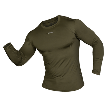 Лонгслів чоловічий тактичний еластичний футболка з довгим рукавом для силових структур Оліва Ukraine (7342), M TR_7342-M
