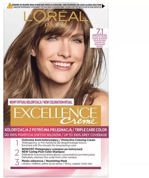 Фарба для волосся L'Oreal Paris Excellence Creme 7.1 Попелясто-русявий 260 г (3600523320271)
