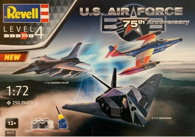 Zmontowana replika modelu Revell US Air Force 75th Anniversary Gift Set 250 szt (4009803056708)