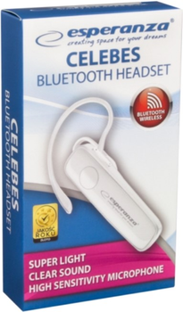 Zestaw słuchawkowy Bluetooth Esperanza EH184W Celebes Biały (5901299947531)