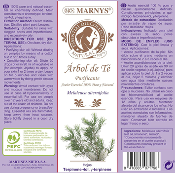 Olejek eteryczny z drzewa herbacianego Marnys Aceite De Arbol Te 50 ml (8410885071798)