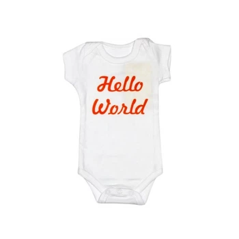 Бодик белый Hello оранжевый с короткими рукавами KidBerry 1605 Размер 56
