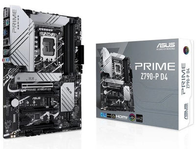 Материнська плата LGA1700, Asus PRIME Z790-P D4, Z790, 4xDDR4, Int.Video(CPU), 4xSATA3, 3xM.2, 1xPCI-E 16x 5.0, 3xPCI-E 16x 4.0, 1xPCI-E 1x 3.0, 1xM.2 (Key E), Realtek 7.1, Realtek 2.5Gb, 7xUSB3.2/6xUSB2.0, HDMI/DP, ATX
