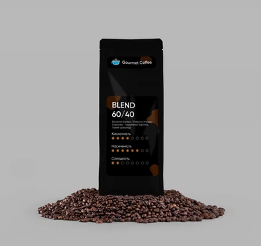 Кава Blend 60/40% (арабіка / робуста) Бразилія Santos / Уганда в зернах свіжообсмажена з клапаном 250 г