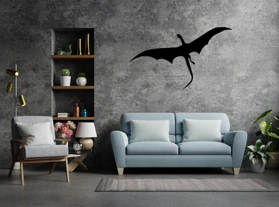 Декоративне панно на стіну з дерева Upwood Decor Дракон The Dragon 50 х 82.5 см black