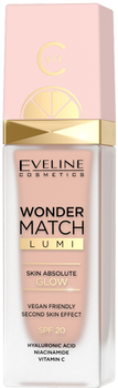 Тональна основа для обличчя Eveline Cosmetics Wonder Match Lumi 10 Vanilla розкішна освітлювальна 30 ml (5903416043423)
