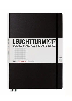 Блокнот Leuchtturm1917 Master Slim A4+, черный, клетка (310174)