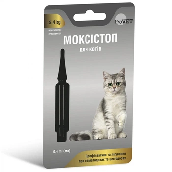 Капли на холку для кошек ProVET Моксистоп для лечения и профилактики гельминтозов, 1шт