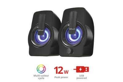 Акустична система TRUST Gemi RGB 2.0 Speaker Set - black 12W (TR22948)
