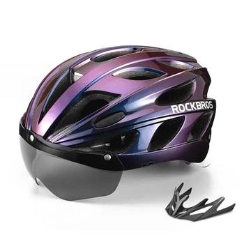 Вело шлем с магнитным визором ROCKBROS TT16 (57-62 см) In-Mold Фиолетовый (RB-TT-16-3891)