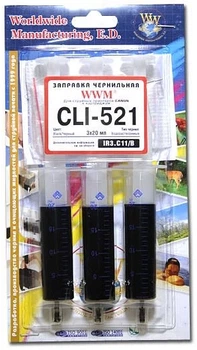 Заправочный набор WWM Canon CLI-521 (3х20 мл) Black (IR3.C11/B)