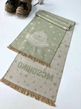 Теплий дитячий шарф Зірки 150*33 см оливковий