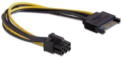 Kabel Delock Power SATA 15 pin – PCI-Express 6 Pin 0.21 m Black (4043619829248)