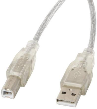 Кабель Lanberg USB-A – USB Type-B 2.0 3 м Ferryt Transparent (5901969413564)