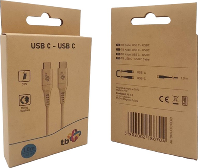 Кабель TB USB Type-C – USB Type-C 2.0 3A 1 м Beige(5902002186704)