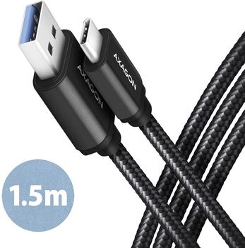 Kabel Axagon USB Type-C – USB Type-A 3.2 Gen 1 1.5 m Black (8595247906267)