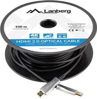 Кабель Lanberg HDMI – HDMI v2.0 100 м Black (5901969429862)