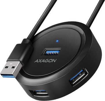 USB-hub Axagon 4-portowy USB 3.2 Gen 1 + micro-USB 0.3 m Black (8595247905611)