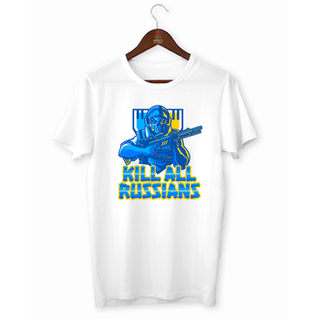 Футболка біла з патріотичним принтом "Kill All Russians" Push IT ФП011842XS XS