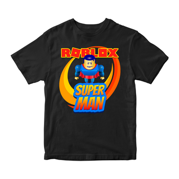 Футболка черная с принтом онлайн игры Roblox "Super Man Роблокс Roblox" Кавун 11-12 лет ФП011971