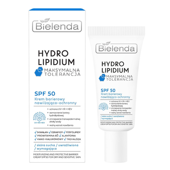 Крем для обличчя Bielenda Hydro Lipidium бар'єр SPF50 зволожуючий та захисний 30 мл (5902169051907)