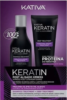 Zestaw do pielęgnacji włosów Kativa Keratin Post Smoothing Xpress szampon 250 ml + kuracja 200 ml (7750075052987)