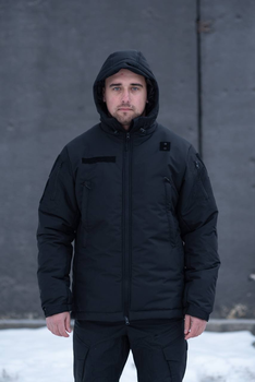 Чоловіча зимова куртка Thermo-Loft поліція із липучками під шеврони чорна 3XL