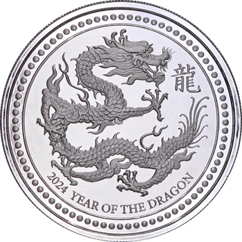 Серебряная монета 2oz Год Дракона 5 тала 2024 Самоа