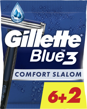 Одноразові станки для гоління (Бритви) чоловічі Gillette Blue 3 Comfort Slalom 8 шт (8006540808764)