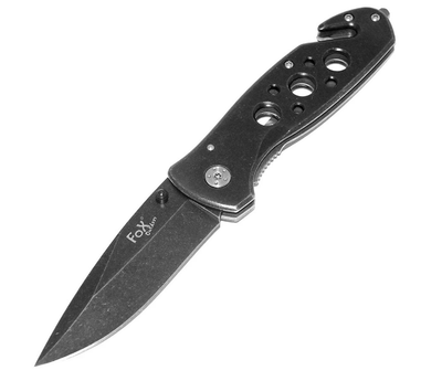 Рятувальний Складаний Ніж для Виживання MFH Fox Outdoor Stonewashed Black 45821