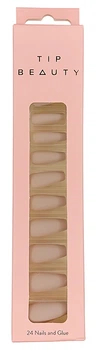 Набор накладных ногтей TIP BEAUTY Matte Coffin Nude (24 штуки)