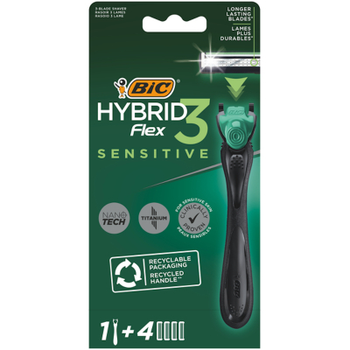 Бритва Bic Flex 3 Hybrid Sensitive із 4 змінними картриджами (3086123644977)
