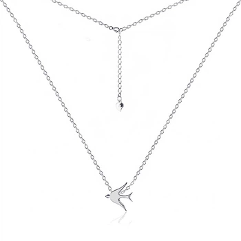 Серебряное колье без камней Ласточка, Размер 35 см x 0,1 см, Вес: 1.6 г