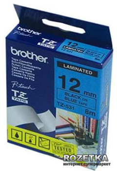 Стрічка Brother 12mm Laminated blue Print black (4977766686440)