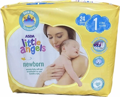 Підгузки ASDA Little Angels 1 розмір, 2-5 кг, 24 шт