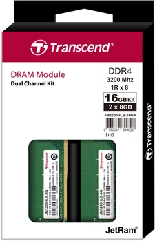 Оперативна пам'ять Transcend DDR4-3200 16384MB PC4-25600 (Kit of 2x8192) (JM3200HLB-16GK)