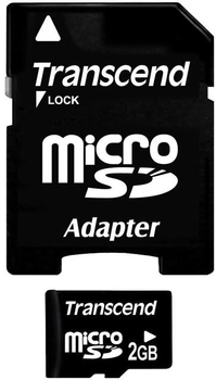 Karta pamięci Transcend MicroSD 2GB + adapter SD (TS2GUSD)