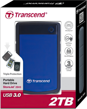 Dysk twardy Transcend StoreJet 25H3P 2TB TS2TSJ25H3B 2.5 USB 3.0 External