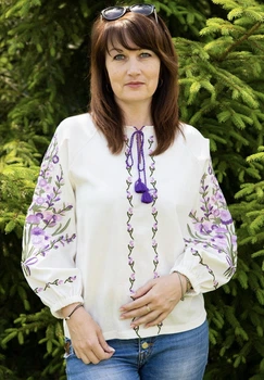 Жіноча вишиванка V&V Лавандовий S Молочний (301010193)
