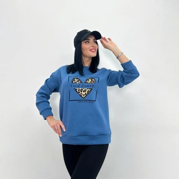 Женский батник на флисе Fashion 50/52 джинс