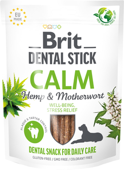 Лакомства для собак Brit Care Dental Stick Calm успокаивающее, конопля и пустырник, 7 шт, 251 г (8595602564385)