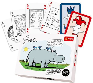 Karty do gry Trefl ilustrowane rysunkami Andrzeja Mleczki 2 talie x 55 kart (5904262149321)