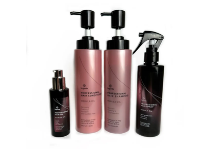 Набір: спрей, кондиціонер, шампунь, олія Bogenia Professional Hair Marula Oil