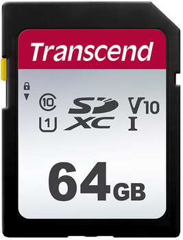Карта памяти Transcend 300S SDXC 64GB Class 10 UHS-I U1 V10 (TS64GSDC300S)