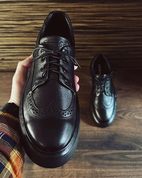 Мужские брогированные кеды Legessy STANLEY Black 45 Черная кожа