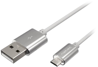 Kabel Natec Prati USB Micro - Type A 1 m Srebrny (5901969411768)